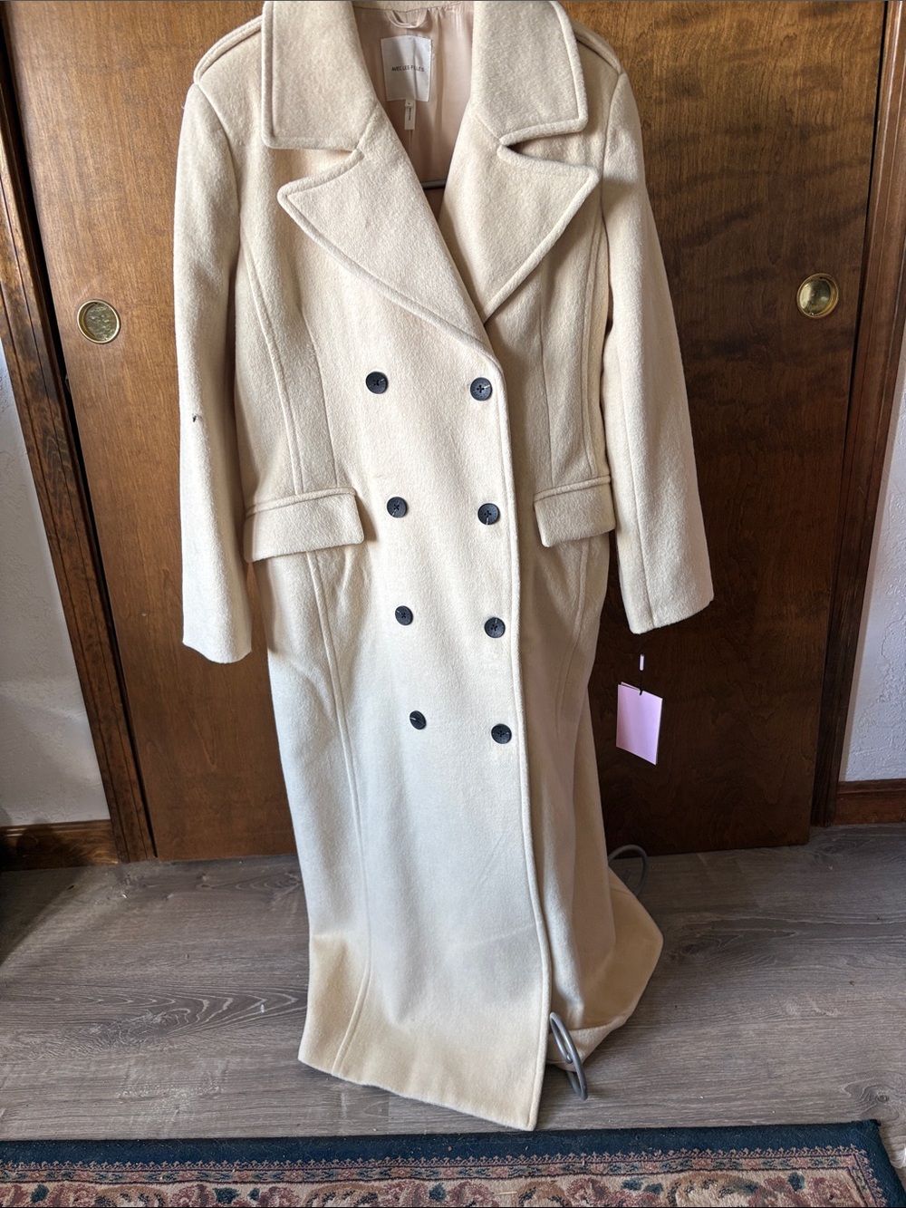 Elegant Cream Double-Breasted Long Coat